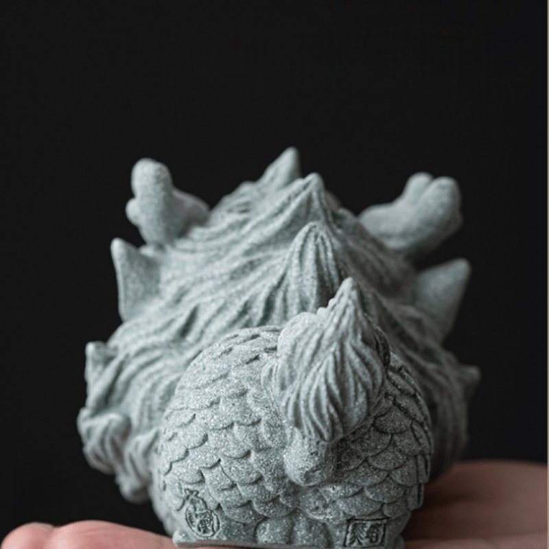 详情-28 Cyan Sandstone Chubby Qilin | Zen Wealth Figurine