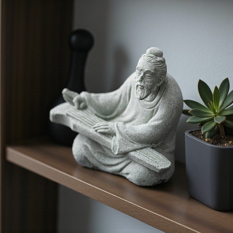 详情 Cyan Sandstone Guqin Master | Solitary Zen Melody