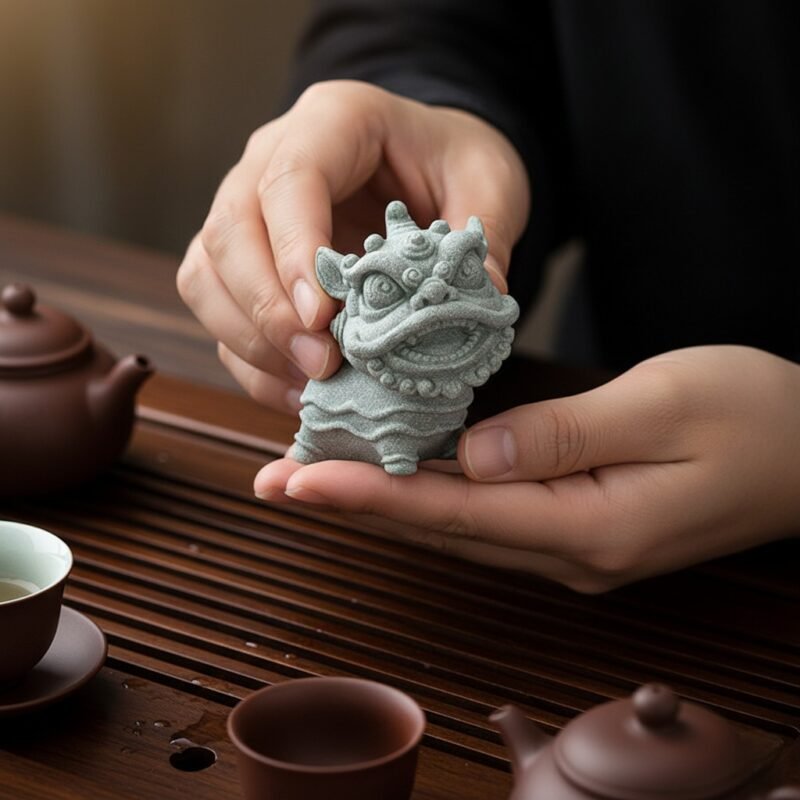 详情123 Cyan Sandstone Awakening Lion | Vitality & Luck Guardian