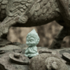 123 Cyan Sandstone Meditating Monkey King | Mini Zen Warrior Statue (Tea Pet & Aquarium Decor)