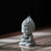 画廊1 Cyan Sandstone Meditating Monkey King | Mini Zen Warrior Statue (Tea Pet & Aquarium Decor)