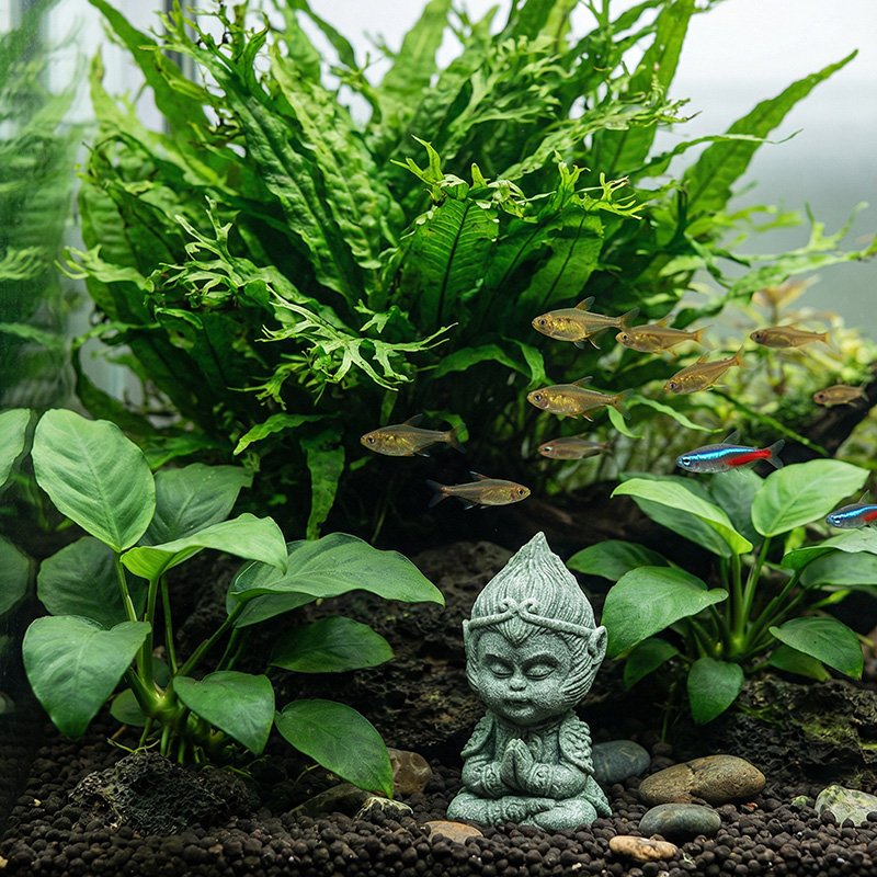 画廊3 Cyan Sandstone Meditating Monkey King | Mini Zen Warrior Statue (Tea Pet & Aquarium Decor)